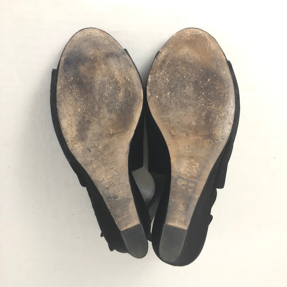 Via Spiga Jaffa Wedge Black Suede Heels Shoes - Picture 7 of 7
